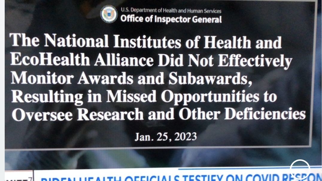 NIH GRILLED ON FUNDING ECOHEALTH ALLIANCE   News Max