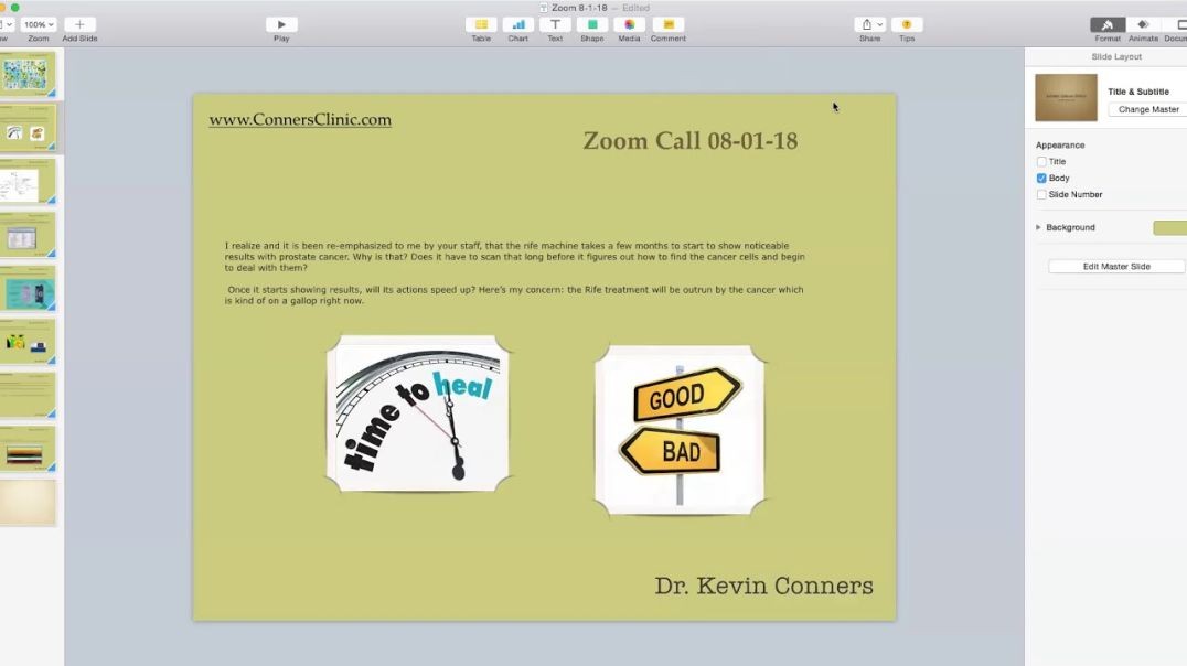 Dr. Kevin Conners - ZOOM - 8-1-18 - many questions, stay focused