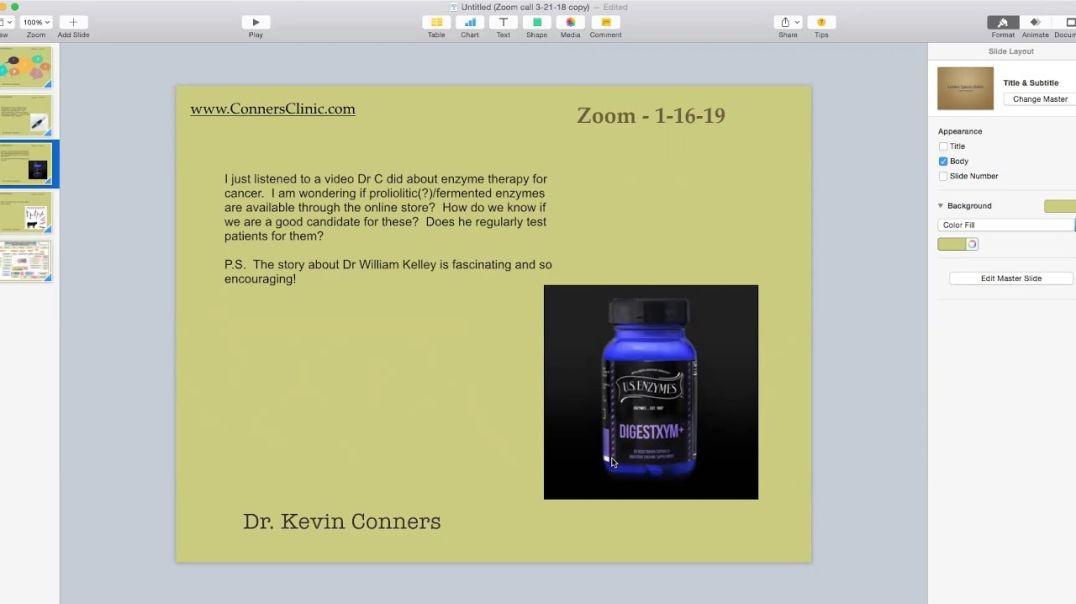 Dr. Kevin Conners - ZOOM - 1-16-19 -THC, Dairy, Enzymes, Vaccines