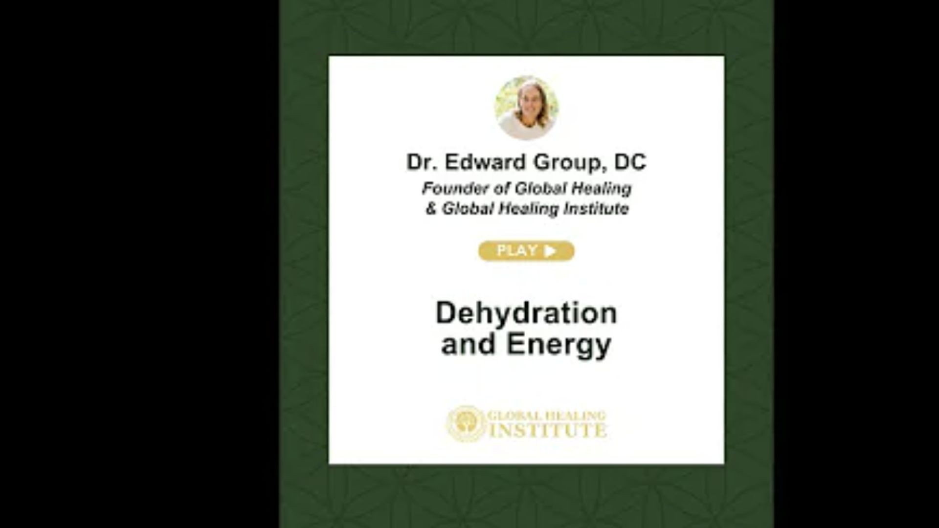 Dehydration and Energy  -Dr Ed Group
