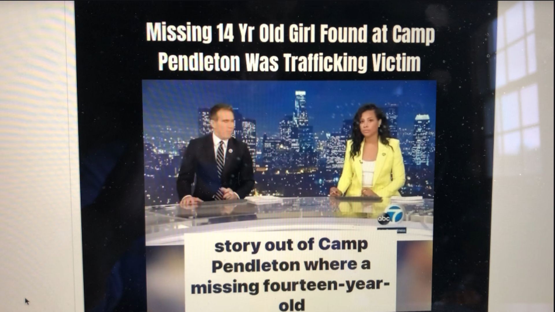 Missing 14 yr old Girl Found at Camp Pendleton Marine Base- Human Trafficking Case