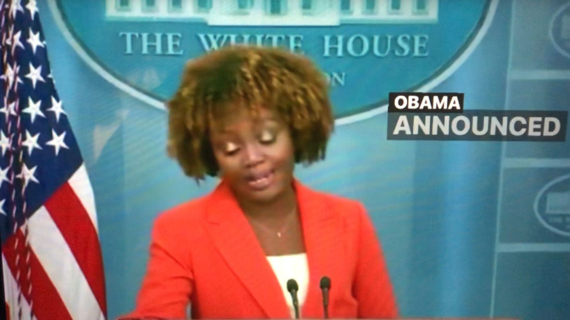 Press Secretary says "President Obama Announced..." Then Caught Herself....hmmm