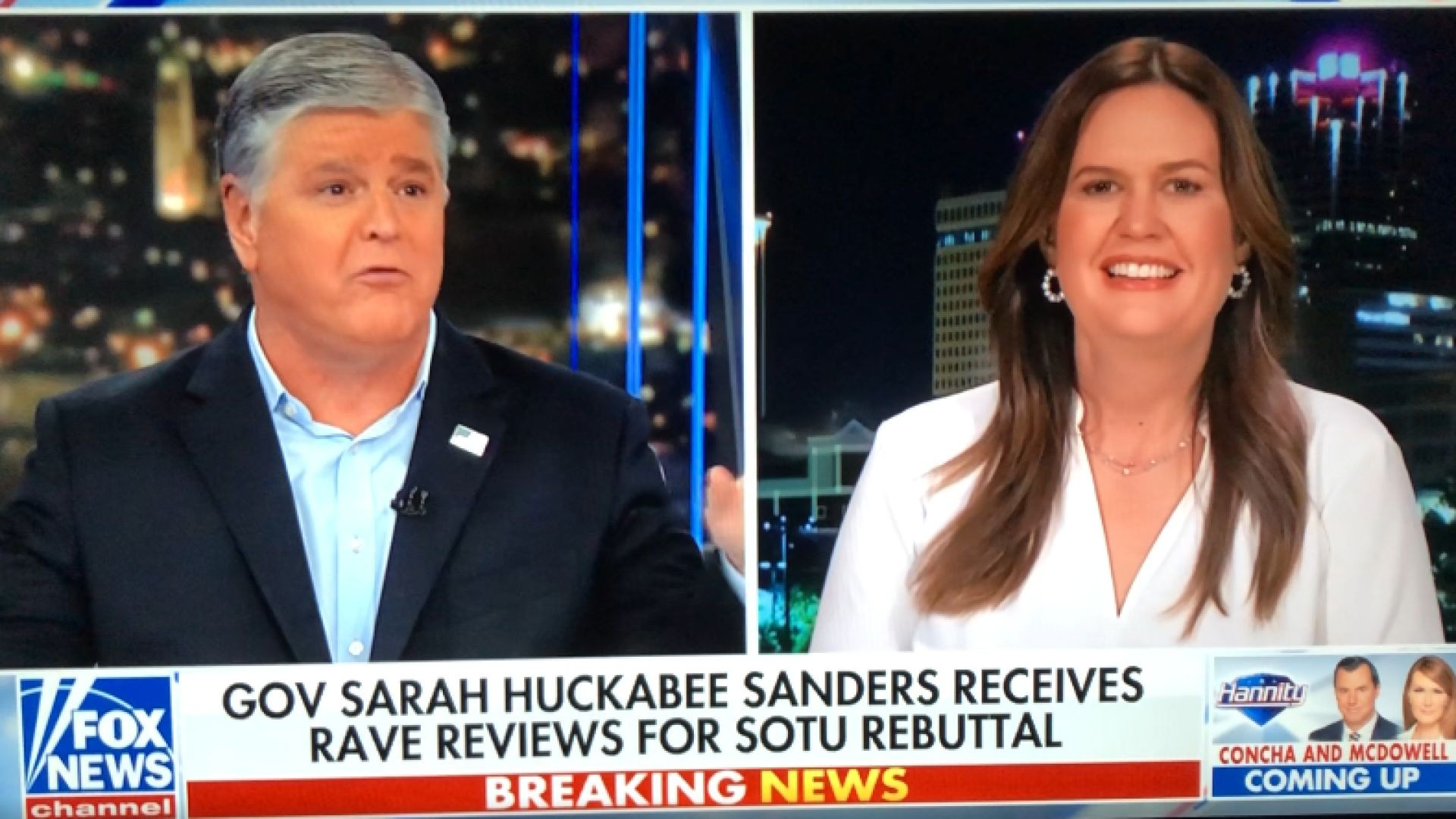 Gov Sarah Huckabee Sanders Receives Praise for SOTU Rebuttal