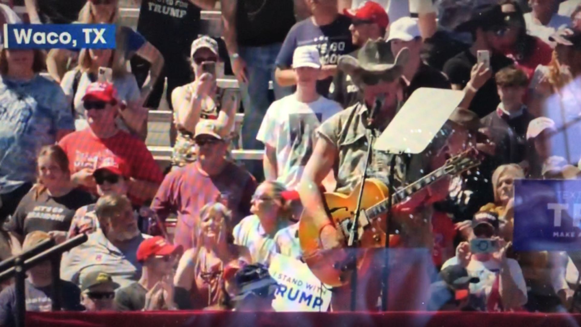 Hard Rock Musician Ted Nugent Plays The National Anthem on His Guitar at Trump Rally