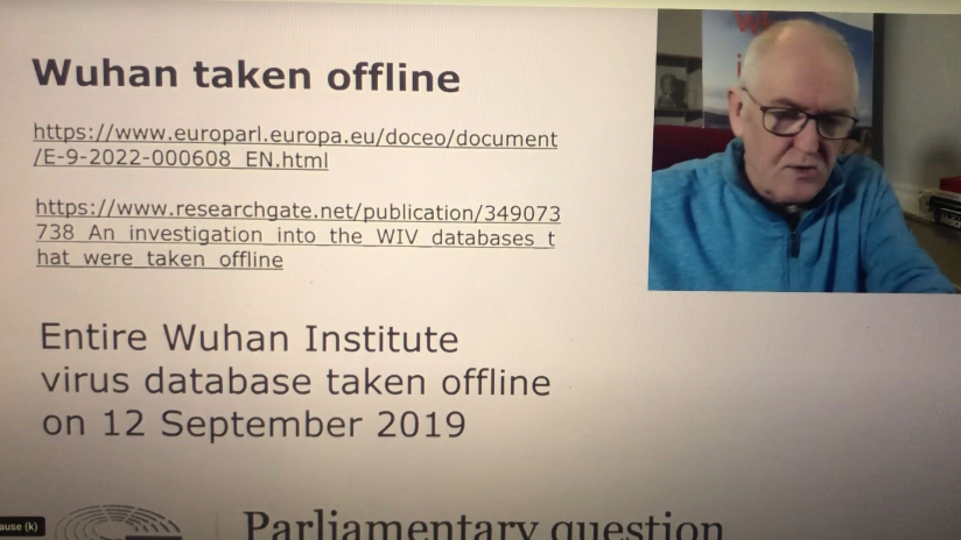 Entire Wuhan Institute virus database taken offline on 12 September 2019 (link below)